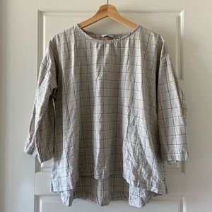 Linenfox Grey Grid Harper Tunic Shirt